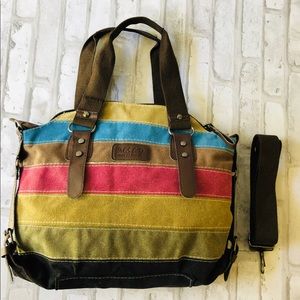 MEI SI LUO DI MSLD CROSS BODY BAG CANVAS STRIPED